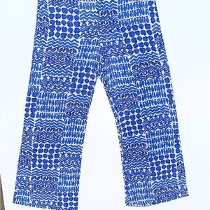 Vineyard Vines Women’s Blue Patio Pants sz L Wide Leg Boho Star Fish Shells